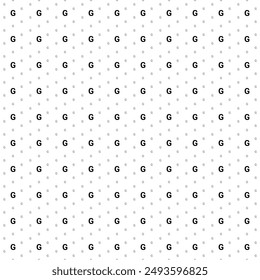 Square seamless background pattern from black capital letter G symbols are different sizes and opacity. The pattern is evenly filled. Vector illustration on white background