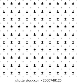 Square seamless background pattern from black plus–minus signs are different sizes and opacity. The pattern is evenly filled. Vector illustration on white background