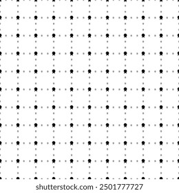 Square seamless background pattern from black spirit ball symbols are different sizes and opacity. The pattern is evenly filled. Vector illustration on white background