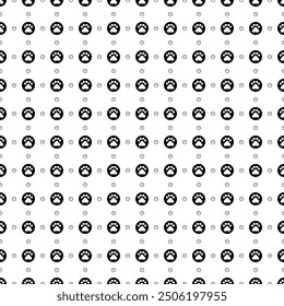 Square seamless background pattern from black pet symbols are different sizes and opacity. The pattern is evenly filled. Vector illustration on white background