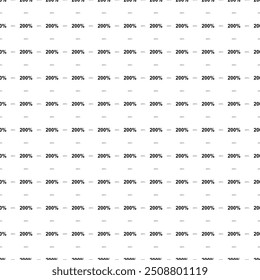 Square seamless background pattern from black 200 percent symbols are different sizes and opacity. The pattern is evenly filled. Vector illustration on white background