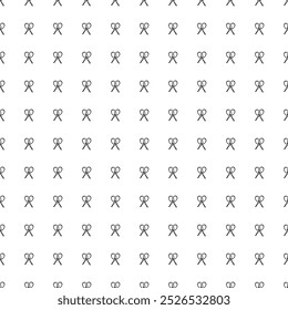 Padrão de plano de fundo quadrado sem costura de símbolos de raquetes de tênis cruzados pretos. O padrão é preenchido uniformemente. Ilustração vetorial sobre fundo branco