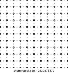 Square seamless background pattern from black bear head icons are different sizes and opacity. The pattern is evenly filled. Vector illustration on white background