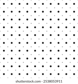 Square seamless background pattern from black checker game symbols are different sizes and opacity. The pattern is evenly filled. Vector illustration on white background