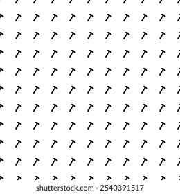 Square seamless background pattern from black hammer symbols. The pattern is evenly filled. Vector illustration on white background