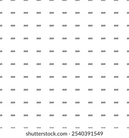 Square seamless background pattern from black 2025 year symbols. The pattern is evenly filled. Vector illustration on white background