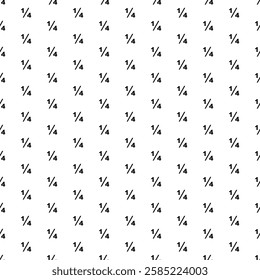 Square seamless background pattern from black quarter fraction symbols. The pattern is evenly filled. Vector illustration on white background