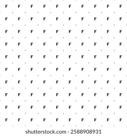 Square seamless background pattern from black capital letter F symbols are different sizes and opacity. The pattern is evenly filled. Vector illustration on white background