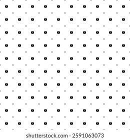 Square seamless background pattern from black attention symbols are different sizes and opacity. The pattern is evenly filled. Vector illustration on white background