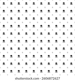 Square seamless background pattern from black mushrooms symbols are different sizes and opacity. The pattern is evenly filled. Vector illustration on white background