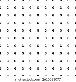 Square seamless background pattern from black capital letter G symbols. The pattern is evenly filled. Vector illustration on white background