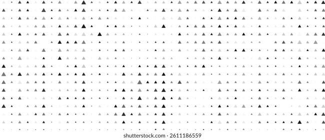 Square seamless background pattern from black triangle symbols are different sizes and opacity. The pattern is evenly filled. Vector illustration on white background
