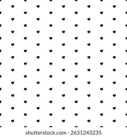 Square seamless background pattern from black two halves of a heart symbols. The pattern is evenly filled. Vector illustration on white background