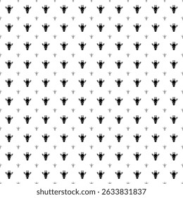 Square seamless background pattern from black giraffe head symbols are different sizes and opacity. The pattern is evenly filled. Vector illustration on white background