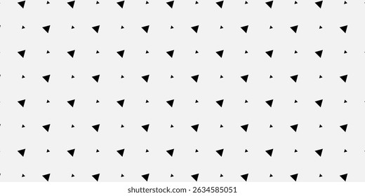 Square seamless background pattern from black triangle symbols are different sizes and opacity. The pattern is evenly filled. 