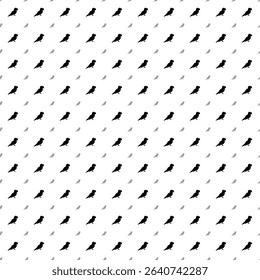 Square seamless background pattern from black parrot symbols are different sizes and opacity. The pattern is evenly filled. Vector illustration on white background