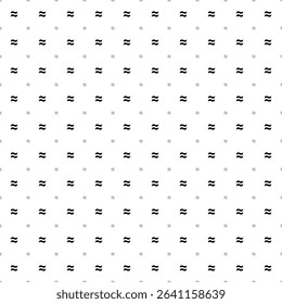Square seamless background pattern from black approximately equal symbols are different sizes and opacity. The pattern is evenly filled. Vector illustration on white background