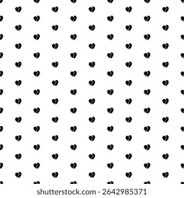 Square seamless background pattern from black two halves of a heart symbols. The pattern is evenly filled. Vector illustration on white background