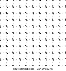 Padrão de plano de fundo quadrado e uniforme de símbolos de porcentagem pretos são de tamanhos e opacidade diferentes. O padrão é preenchido uniformemente. Ilustração vetorial sobre fundo branco
