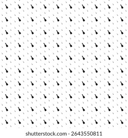 Square seamless background pattern from black paint brush symbols are different sizes and opacity. The pattern is evenly filled. Vector illustration on white background