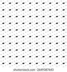 Padrão de plano de fundo quadrado sem emenda de símbolos de búfalo preto são tamanhos e opacidade diferentes. O padrão é preenchido uniformemente. Ilustração vetorial sobre fundo branco