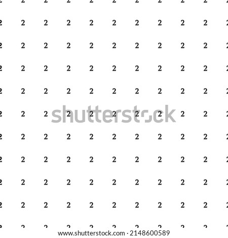 Square seamless background pattern from black number two symbols. The pattern is evenly filled. Vector illustration on white background