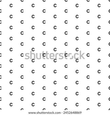 Square seamless background pattern from black capital letter C symbols. The pattern is evenly filled. Vector illustration on white background