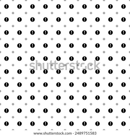 Square seamless background pattern from black attention symbols are different sizes and opacity. The pattern is evenly filled. Vector illustration on white background