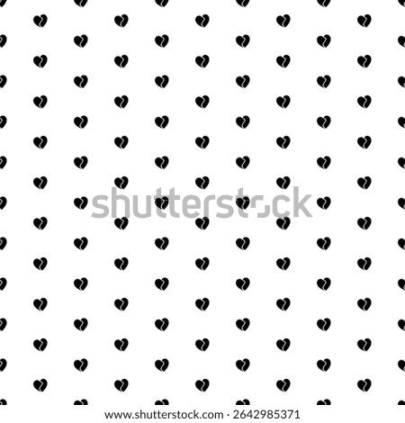 Square seamless background pattern from black two halves of a heart symbols. The pattern is evenly filled. Vector illustration on white background