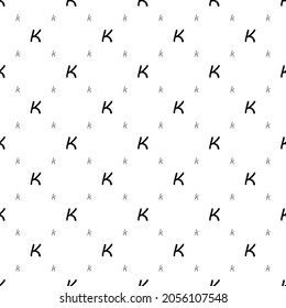 Square seamless background pattern from Font K shapes are different sizes and opacity. The pattern is evenly filled with small font k. Vector illustration on white background