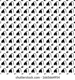 Square seamless background pattern from geometric shapes are different sizes. The pattern is evenly filled with huges  black snowdrops. Vector illustration on white background