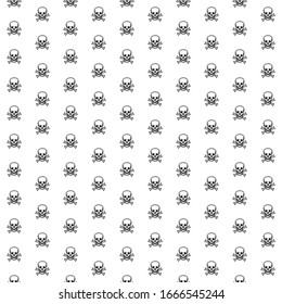 Square seamless background pattern from geometric shapes. The pattern is evenly filled with big  black skulls. Vector illustration on white background