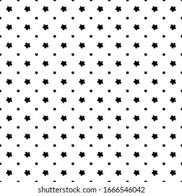 Square seamless background pattern from geometric shapes are different sizes. The pattern is evenly filled with  black forget-me-not flowers. Vector illustration on white background