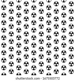 Square seamless background pattern from geometric shapes. The pattern is evenly filled with huge  black radiation symbols. Vector illustration on white background