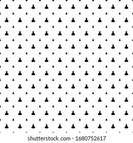 Square seamless background pattern from geometric shapes are different sizes. The pattern is evenly filled with black flared dress symbols. Vector illustration on white background