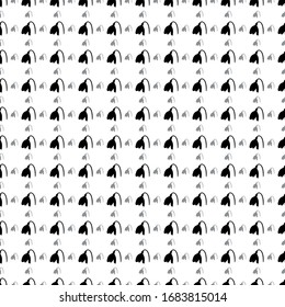 Square seamless background pattern from geometric shapes are different sizes and opacity. The pattern is evenly filled with black snowdrops. Vector illustration on white background