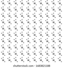 Square seamless background pattern from geometric shapes are different sizes. The pattern is evenly filled with  black skulls. Vector illustration on white background