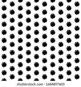 Square seamless background pattern from geometric shapes. The pattern is evenly filled with huge  black chamomile flowers. Vector illustration on white background