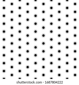 Square seamless background pattern from geometric shapes. The pattern is evenly filled with big  black suns. Vector illustration on white background