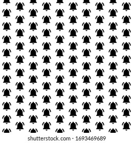 Square seamless background pattern from geometric shapes. The pattern is evenly filled with black bell symbols. Vector illustration on white background