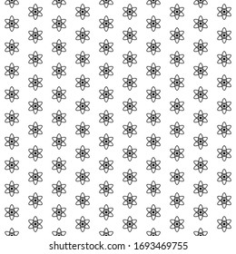 Square seamless background pattern from geometric shapes. The pattern is evenly filled with huge  black atomic symbols. Vector illustration on white background