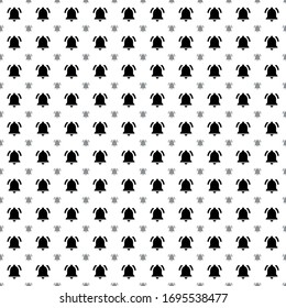 Square seamless background pattern from geometric shapes are different sizes and opacity. The pattern is evenly filled with black bell symbols. Vector illustration on white background