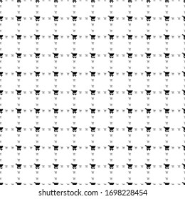 Square seamless background pattern from geometric shapes are different sizes and opacity. The pattern is evenly filled with black shopping cart symbols. Vector illustration on white background