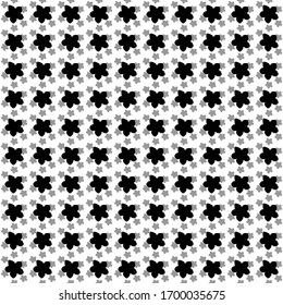 Square seamless background pattern from geometric shapes are different sizes and opacity. The pattern is evenly filled with huge  black forget-me-not flowers. Vector illustration on white background