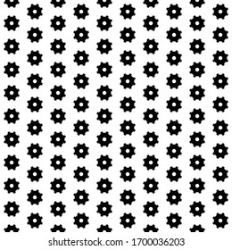 Square seamless background pattern from geometric shapes. The pattern is evenly filled with huge  black gear symbols. Vector illustration on white background