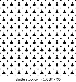 Square seamless background pattern from geometric shapes are different sizes. The pattern is evenly filled with black flared dress symbols. Vector illustration on white background