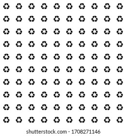 Square seamless background pattern from geometric shapes. The pattern is evenly filled with big  black recycling symbols. Vector illustration on white background