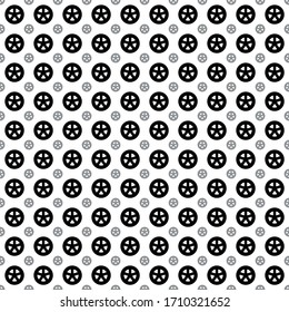 Square seamless background pattern from geometric shapes are different sizes and opacity. The pattern is evenly filled with black car wheel symbols. Vector illustration on white background