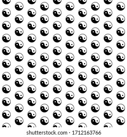 Square seamless background pattern from geometric shapes. The pattern is evenly filled with huge  black yin yang symbols. Vector illustration on white background