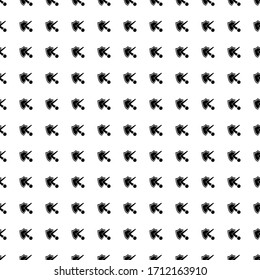 Square seamless background pattern from geometric shapes. The pattern is evenly filled with black ball bounces off the shield symbols. Vector illustration on white background